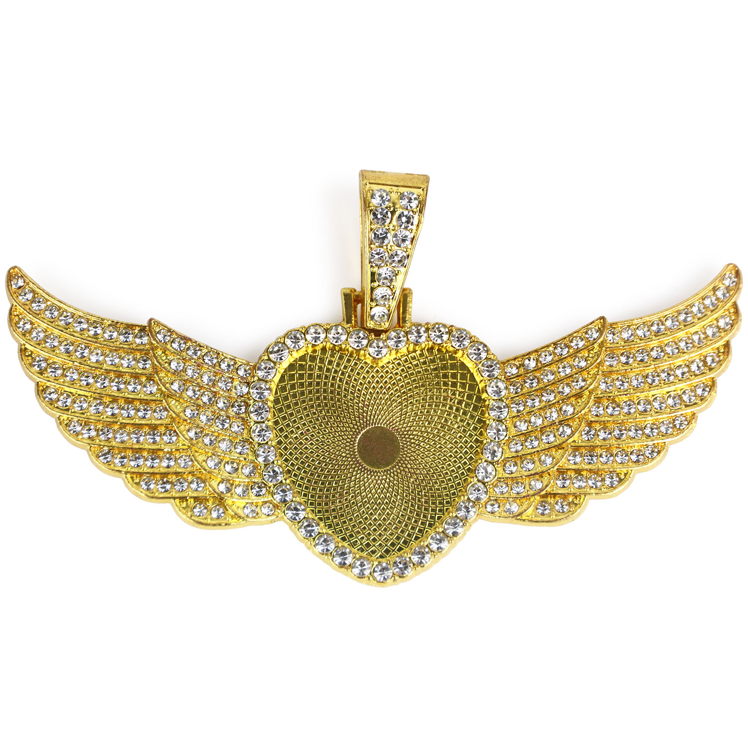 Sets Sublimation Blank Angel Wings Bling Keepsake Necklace Photo